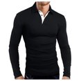 thumbnail image 3 of Nuevas camisetas de algodón de gran oferta para hombre, camisetas de manga larga de color liso con cuello vuelto, 3 of 5