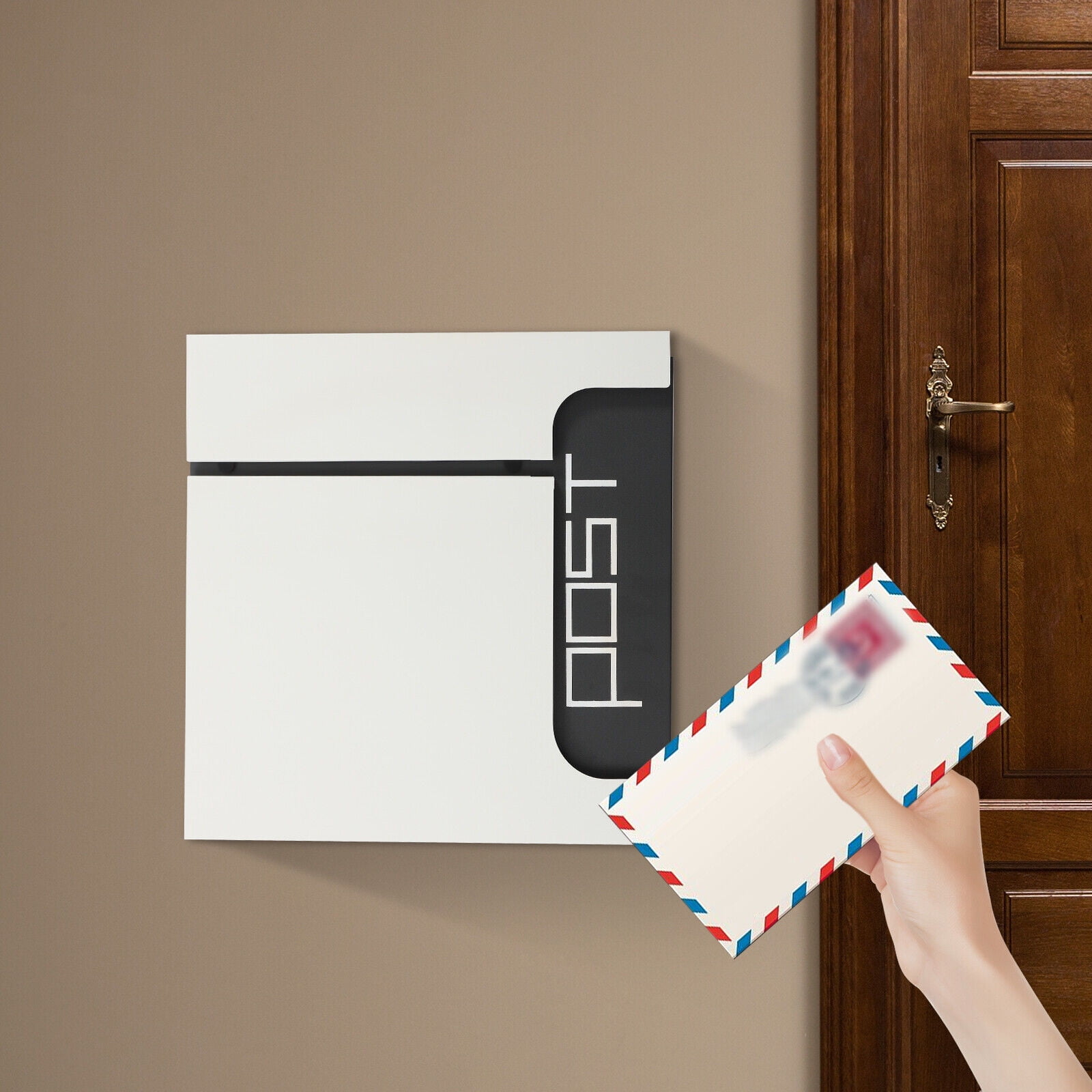 Outdoor Wall Mount Lockable Letters Mailbox Stainless Steel Mail Letter Post Box