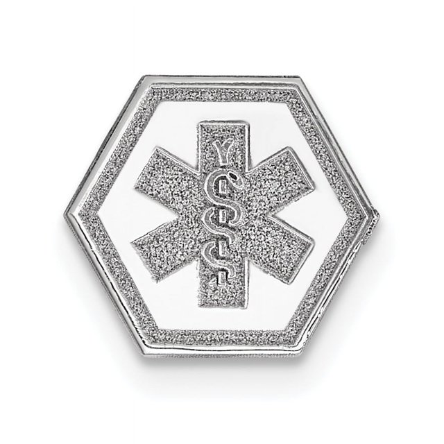 14K White Gold Non-enameled Medical Jewelry Pendant