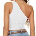 thumbnail image 4 of Tank Tops for Women 2025 New Women Summer Casual Top One Shoulder Tight Fit Solid Color Sleeveless Wrap Chest Tank Top Womens Tank Tops White L, 4 of 5