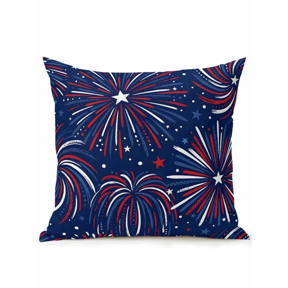 1 Pack Outdoor Throw Pillow, 250 Year American Anniversary Flag Waterproof Pillow with Insert Included, Blue Fireworks Decorative Accent Cushion Sofa Pillows for Patio Porch, 16 x 16 In