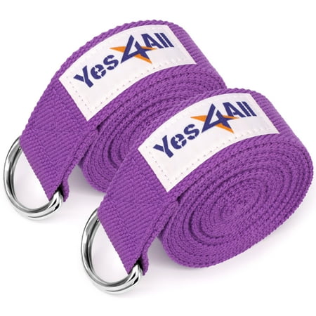 Yes4All Exercise Yoga Strap 8 feet with D-Ring Buckle for Stretching, Flexibility and Physical Therapy – Yoga Belt Strap (Best Yoga Stretches For Back)