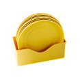 thumbnail image 5 of 8Pcs Lightweight Plastic Plates Unbreakable Reusable Dinner Plates Dishwasher Safe Colorful Plates for Kitchen Everyday Camping Plates-Yellow,Round, 5 of 8