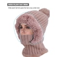thumbnail image 4 of Gustave Women's 3 in 1 Beanie Hat with Scarf and Mask, Winter Warm Fleece Lined Knitted Hat with Faux Fur Pompom Ski Balaclava Scarf and Mask Set for Cold Weather - Khaki, 4 of 8