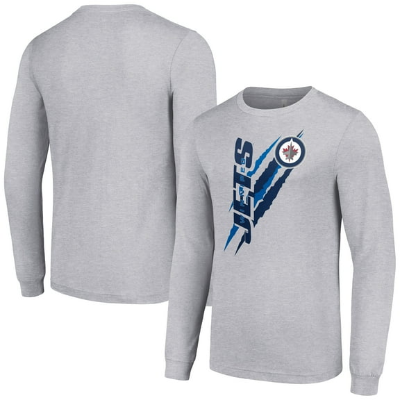 Men's Starter Heather Gray Winnipeg Jets Color Scratch Long-Sleeve T-Shirt