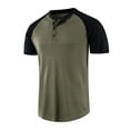 Fznquz Mens TShirts Henley Short Sleeve Green Casual Crewneck Raglan