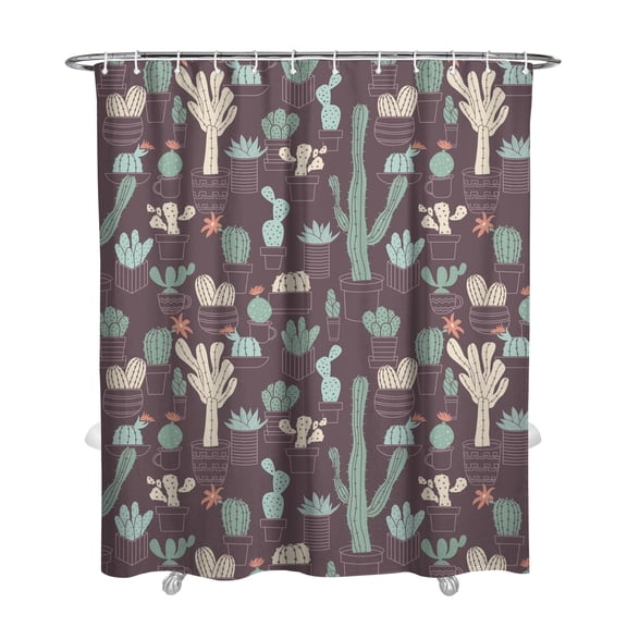 Retro Desert Succulent Shower Curtain 72x84 Inches, Boho Cactus and Succulents Design, Southwestern Style, Quick-Dry Polyester Fiber Bathroom Decor