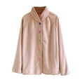 thumbnail image 5 of IWRICH Women's Soft Jacket Cozy Flannel Shirt Thermal Loungewear Top for Winter Comfortable Home Wear Pink M, 5 of 9