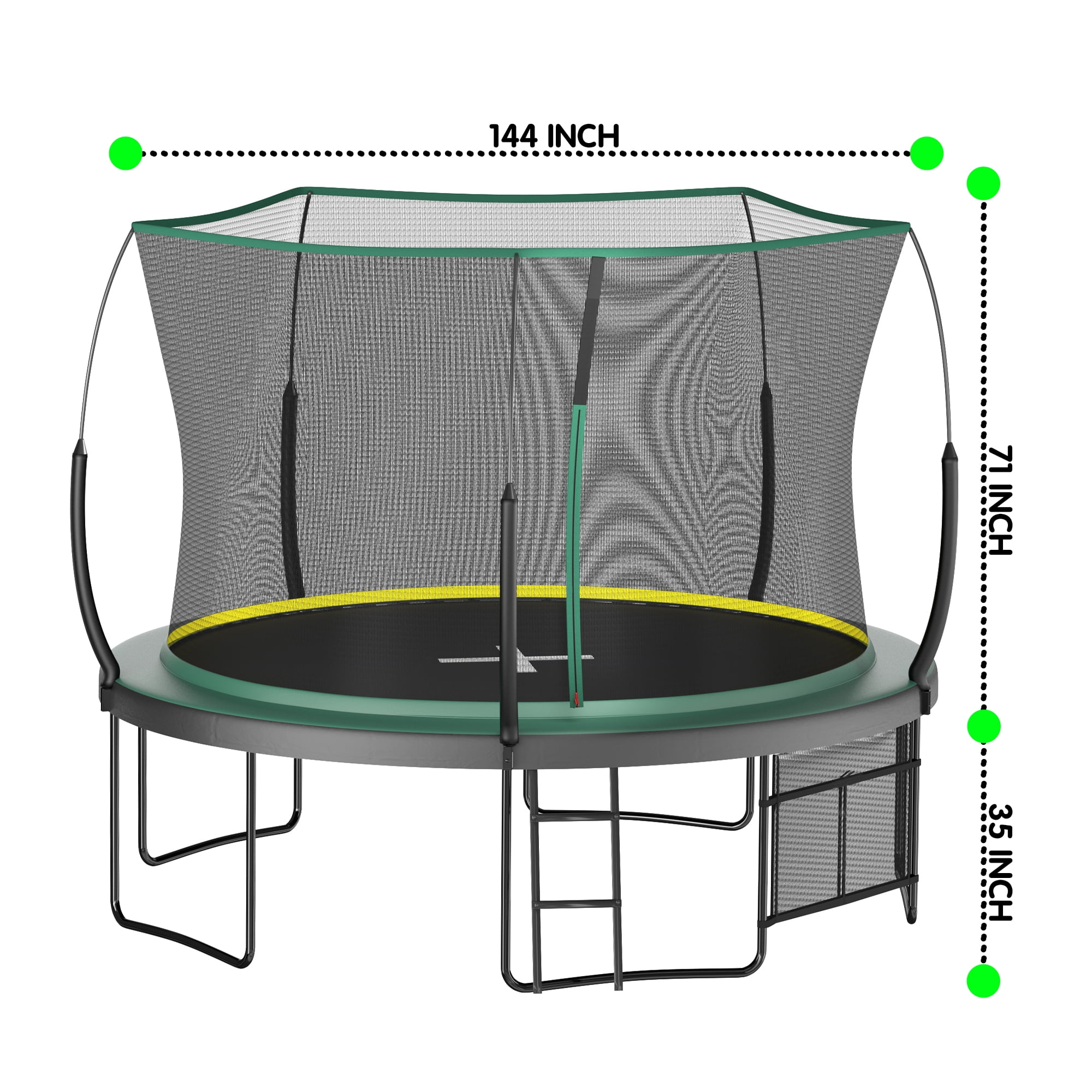 EUROCO 1500LBS Springfree 12FT Trampoline with Ladder and Storage Bag for Kids and Adults, No Gap Outdoor Trampoline for Backyard
