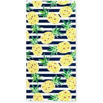 Pineapple Stripes Navy Beach Towel 30" x 60" 100% Cotton