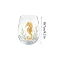 thumbnail image 4 of Artisanal Seahorse Glassware, 2D Seahorses Stemless Wine Glasses, Handcrafted Marine Animal Bar Glass for Coastal Home Decor Ocean Lovers, 4 of 7