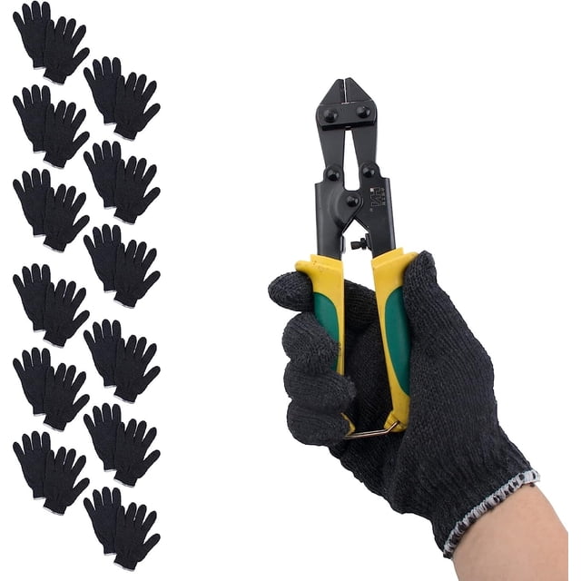 Paquete de 24 Guantes de Punto Gris de 9". Guantes de Algodón y Poliéster. Guantes Lavables con Muñeca de Punto Elástico. Guantes de Peso Medio. Guantes de Trabajo sin Costuras 12 Pares. Guantes de Trabajo Industriales Protectores
