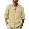 thumbnail image 1 of Camisa de manga larga con solapa y cuello de botón para hombre - Prenda informal para vacaciones, tejido de poliéster, versátil para interior y exterior - Tallas S-XXXL, 1 of 5