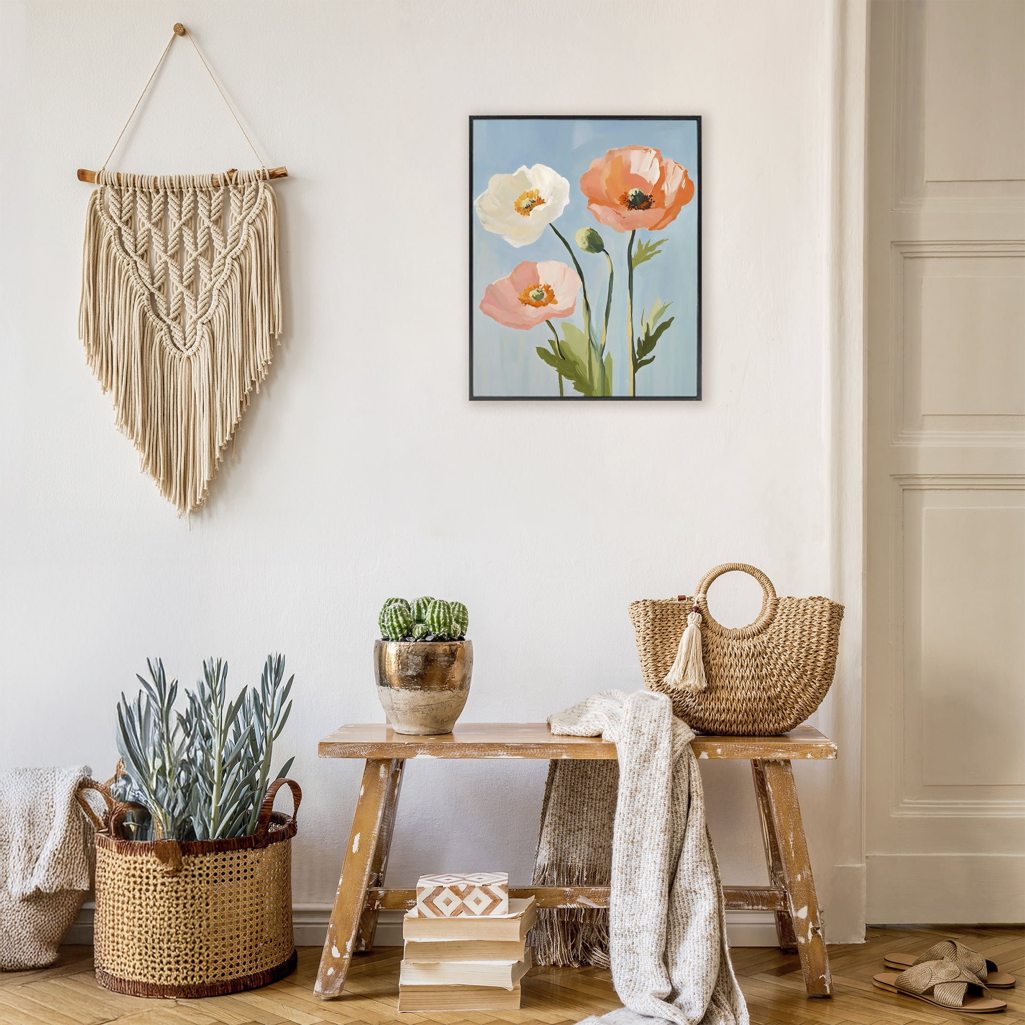 Stupell Industries Pastel Poppy Blooming Trio Black Framed Giclee Art, design by The Prints Vibe