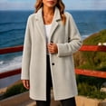thumbnail image 4 of Cilsoka Winter Coats for Women Fuzzy Fleece Notch Pea Plush Mid-Length Coat Casual Thick Warm Elegant Trendy Jackets Outerwear, 4 of 4