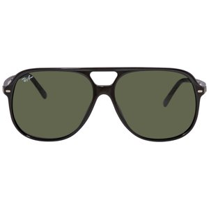 Ray Ban Sunglasses for Women and Men - Bill RB2198 - Unisex Ray Ban Aviator Style Sunglasses with Crystal Standard Lenses - Black/Green - Size 60