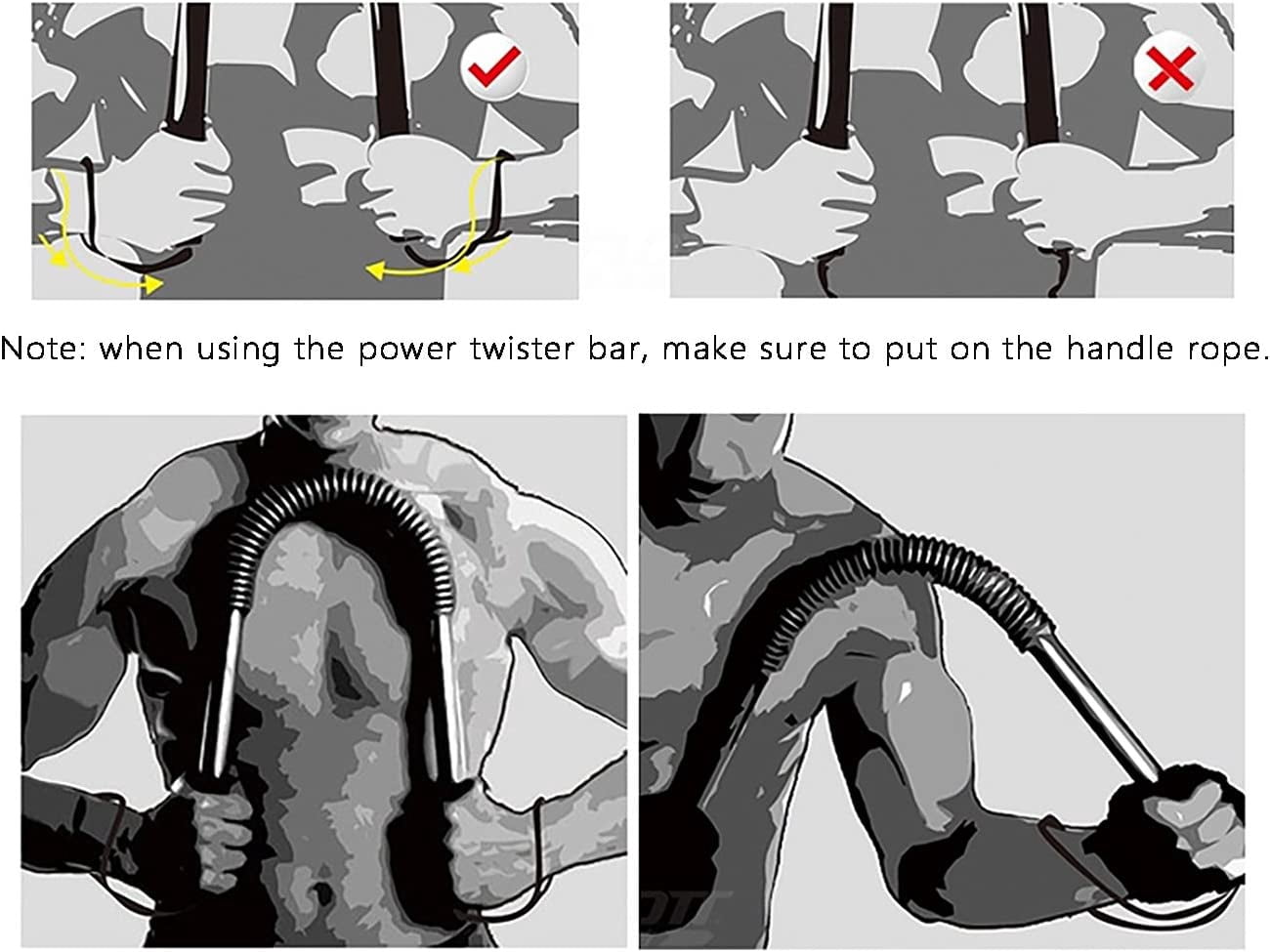 HAOYING Black 90 KG / 198 LB Dual Spring Power Twister Bar, Super Heavy Duty Arm and Chest Builder Strengthener(90KG)