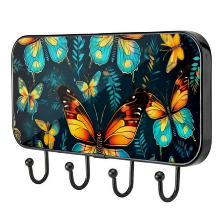 

Colorful Butterfly Self Adhesive Towel Coat Wood Iron Hooks for Home Keys Door Outdoor Home Improvement Utility Hook