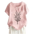 thumbnail image 2 of Fiudx Ofertas Relámpago Blusas con Estampado Informal para Mujer, Camisas con Botones, Camisetas de Manga Corta con Cuello Redondo, 2 of 4