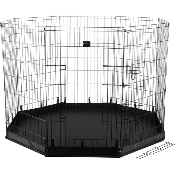 PETMAKER Indoor/Outdoor Dog Playpen with Eight 24x42in Extra-Tall Panels, Gate, and Fabric Bottom