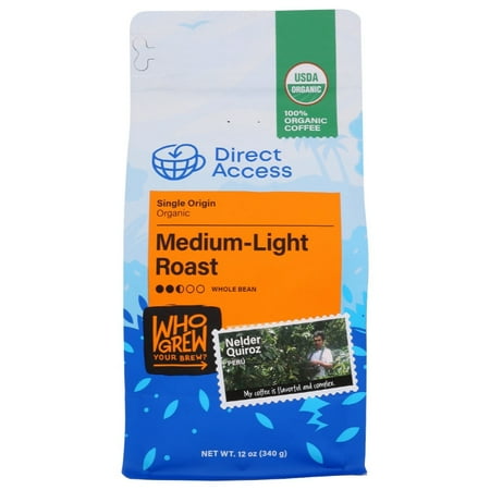 Direct Access, Whole Bean Coffee, Medium Light Roast Organic , 12 oz