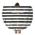 thumbnail image 1 of JSDART 60 inch Round Beach Towel Blanket Yellow Abstract Golden Dots Black and White Stripes Striped Travel Circle Circular Towels Mat Tapestry Beach Throw, 1 of 2
