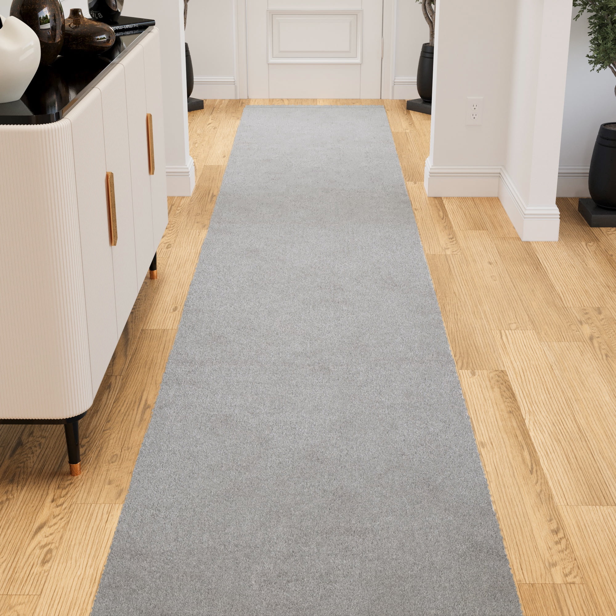 Ottomanson Plush Hallway Runner Rug 2'7" x 13' – Soft Non-Slip Indoor Runner, Gray