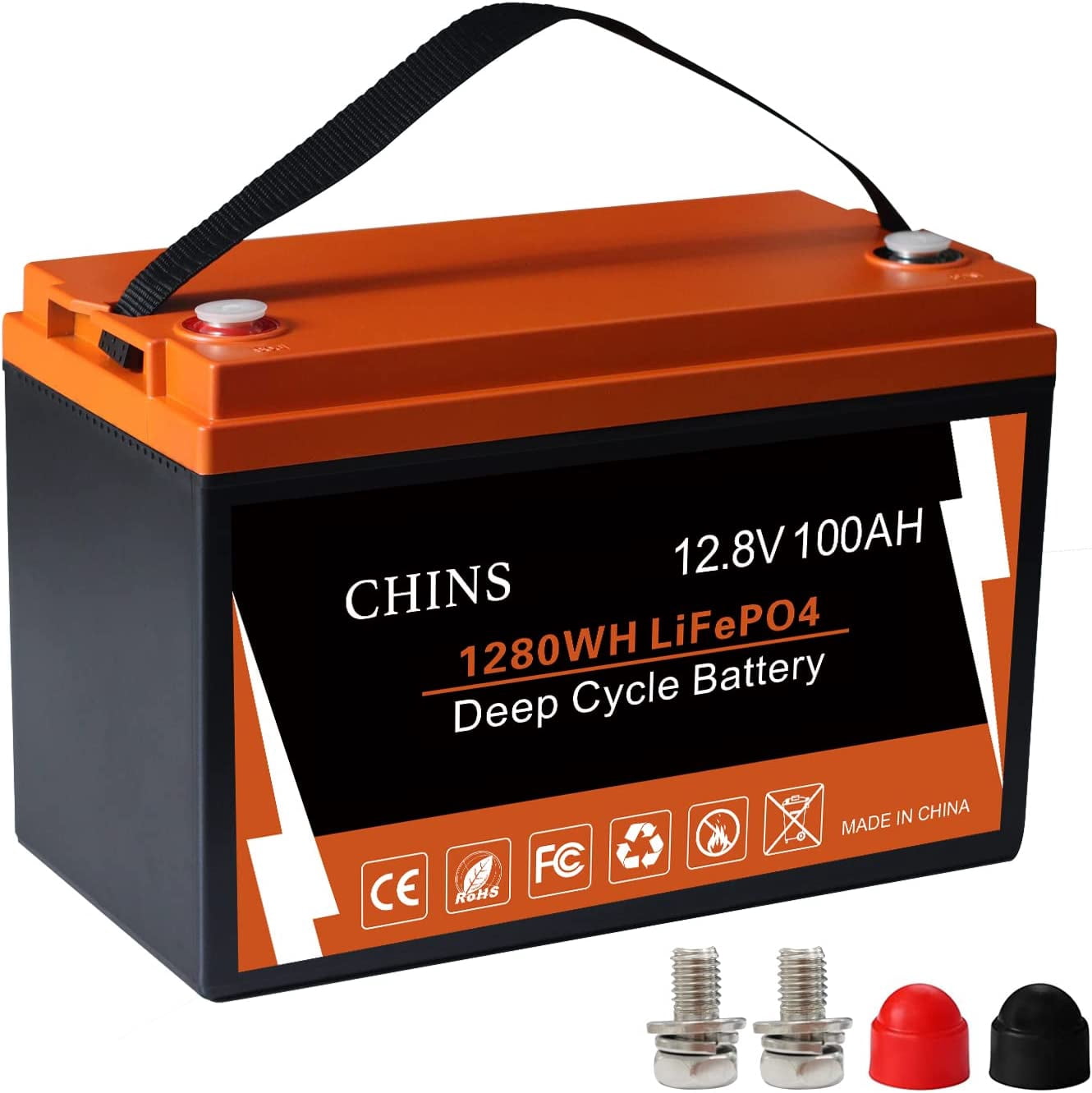 CHINS Bluetooth LiFePO4 Smart 12.8V 100AH Lithium Iron Battery Low Temperature Charging Mobile Phone APP