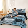 thumbnail image 4 of Catabedysis Vintage Camping 7 Pieces Full Size Bedding Sets,Camper Tent Print Full Size Bed in a Bag For Boys,Blue Beige,Black Reversible, 4 of 7