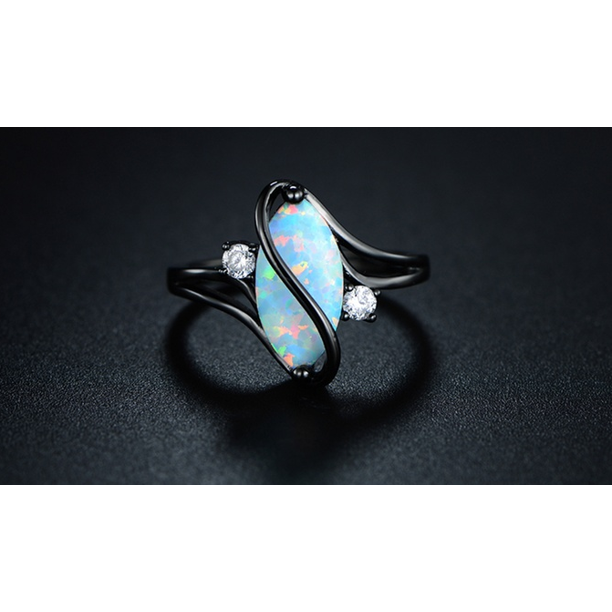 Gemjewelers Black Rhodium And Fire Opal Ring Walmart Com Walmart Com