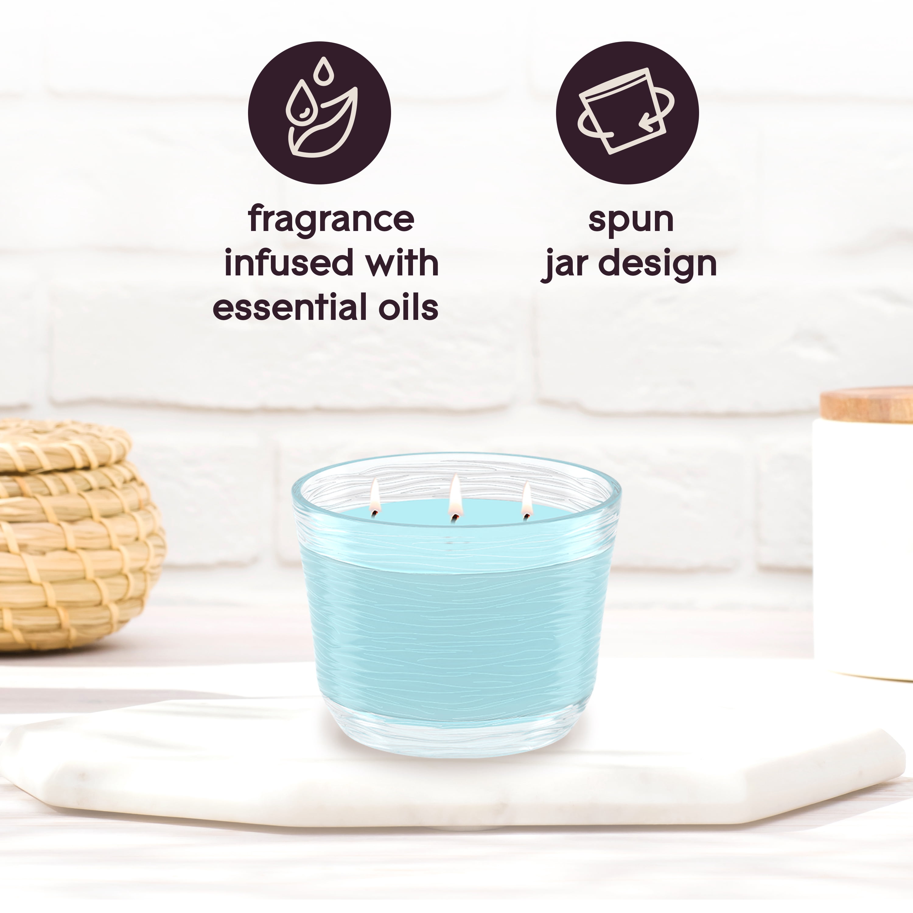Glade 3-Wick Candle, Aqua Waves, 6.8 oz, Pack of 3