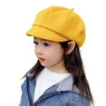 thumbnail image 2 of Callipe Children Beret Short Brim Vintage Solid Color Newsboy Cap Warm Autumn Winter Cap Girls Octagonal Cap Daily Outdoor Activities Headwear, 2 of 7