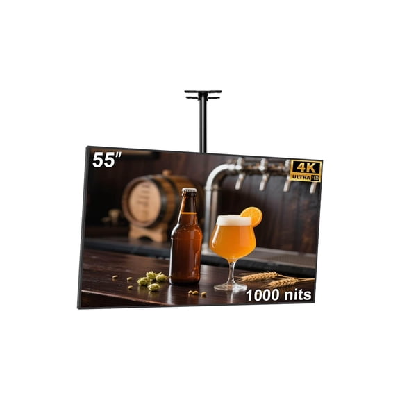 55inch Digital Signage Display, 4K UHD 1000nits High Brightness Digital Display Board, LCD Monitor Slim Frameless Advertising Display, CMS Remote Publishing, 7/24 Timer Switch,Built-in Speaker