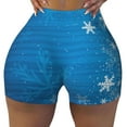 thumbnail image 2 of Balery Blue Christmas Printed Workout Shorts for Women Seamless Scrunch Short Gym Yoga Running Sport Active Exercise Fitness Shorts-Large, 2 of 8