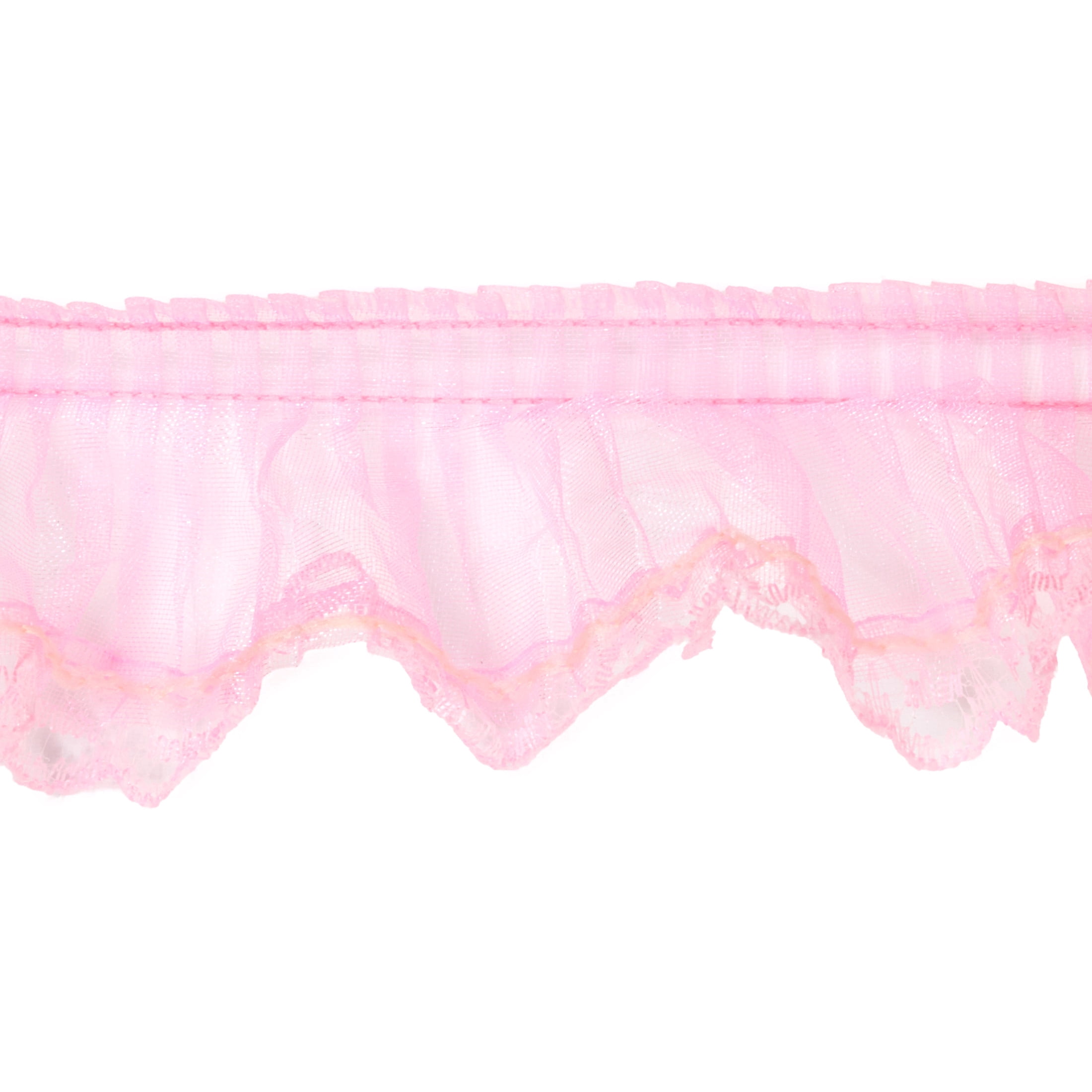 Hello Hobby Pink Pleated Scallop Lace Sewing Trim, 1-5/8 in x 3 yd