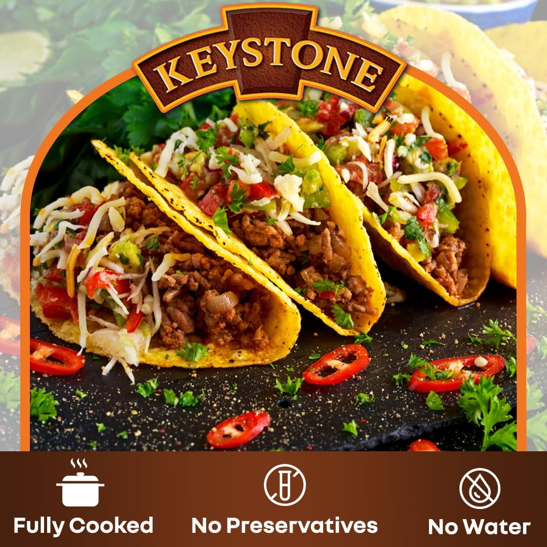 Keystone Meats All Natural Heat and Serve Ground Beef 28 oz – Fully Cooked Canned Meat – Ready to Eat – 5-Year Shelf Life – Emergency Survival Canned Food Made in USA