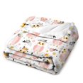 Cute Pink Owls Flowers Blanket, Gift Throw Blanket for Sofa Couch Chair