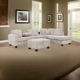 thumbnail image 6 of Benjara Ega 81 Inch Sectional Sofa, Chaise, Ottoman, Bluetooth Speakers, Beige, 6 of 6