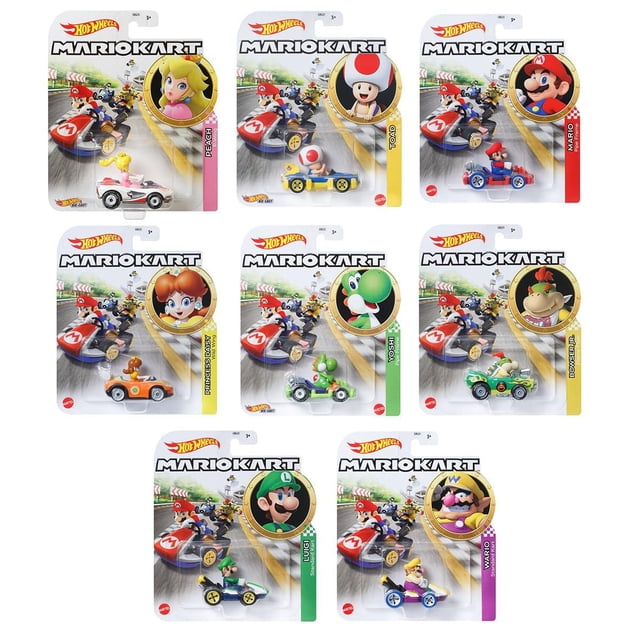 Colección de coches de personajes fundidos a presión Hot Wheels Mario Kart x8