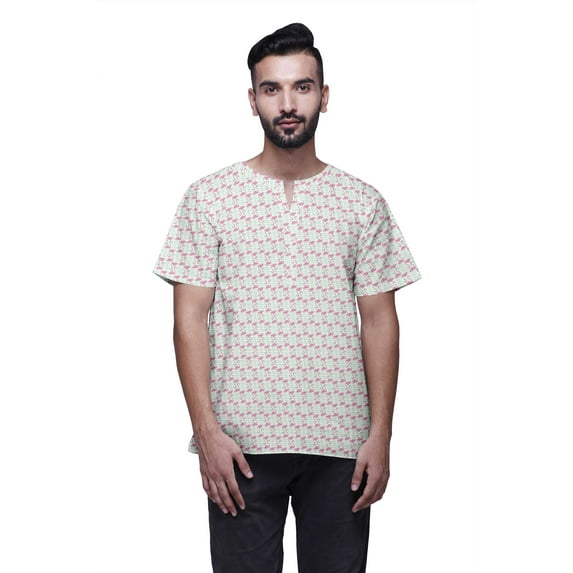 Atasi Short Kurta For Men Stylish Printed Cotton Cambric Summer Clothing
