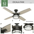 thumbnail image 2 of Hunter 52 inch Outdoor or Indoor Ceiling Fan with LED Light and Pull Chain - Bronze Rustic Ceiling Fan, Standard Mount, 4 Blades, For Patio, Porch, Garage, or Living Room - Ocala 59214, Noble Bronze, 2 of 14