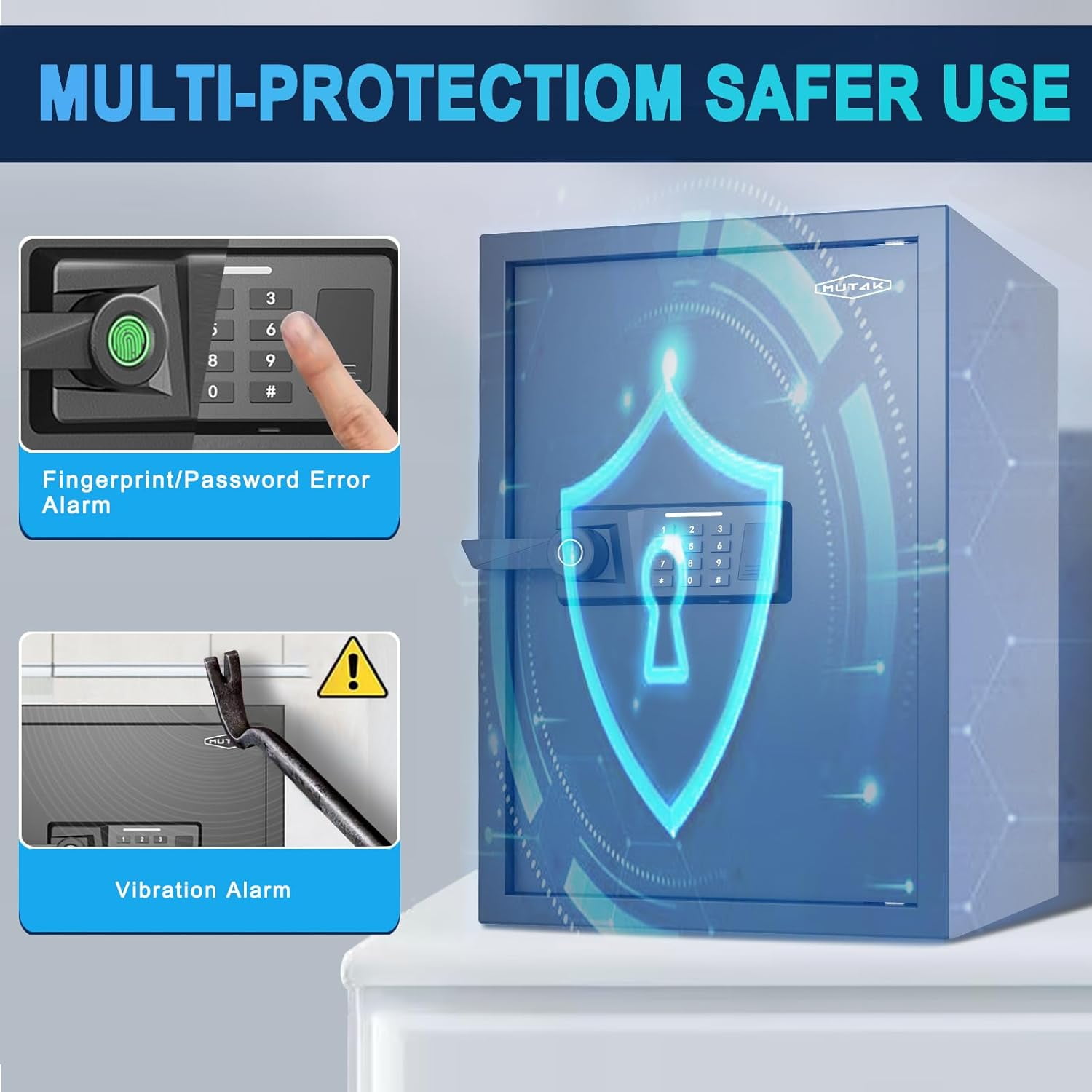 Mutak 2.0 CU.ft Electronic Biometric Safe Box with Fingerprint Lock, Home Safe Cabinet Security Box Digital Keypad Safe with Fireproof Bag