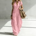 thumbnail image 4 of Guluxicc Jumpsuits for Women Casual Summer Sleeveless V Neck Button Down Overalls Beach Travel Vacation Rompers with Pockets, 4 of 7
