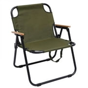 TFCFL 22.44inch Outdoor Furniture Iron Portable Folding Camping Chair (Black+Green)