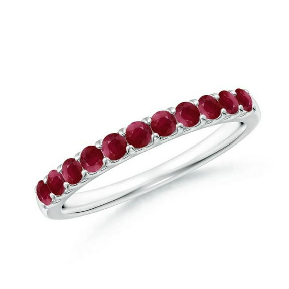Round Shape Red Ruby Eternity Band Ring Women 925 Sterling Silver July Birthstone Wedding Anniversary Gift Gemstone Jewelry