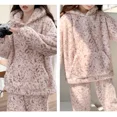 thumbnail image 6 of 2023 Winter Sexy Leopard Long Sleeve Hooded Thick Warm Flannel Pajama Sets Women Korean Coral Velvet Sleepwear Homewear Clothes (529,M), 6 of 7