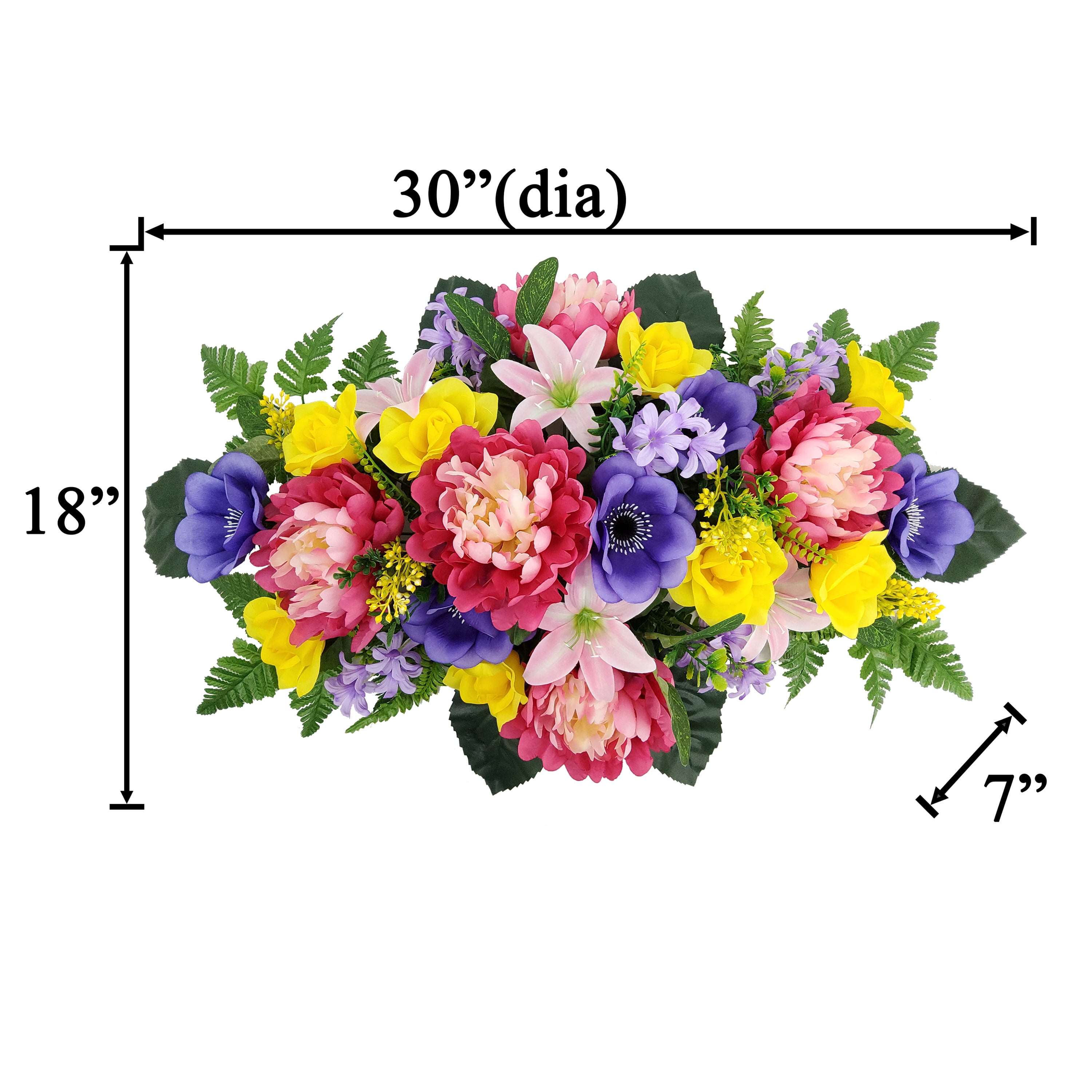 Mainstays 30 in Outdoor Artificial  Large Headstone Peony in Fuchsia