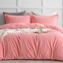 Velvet Duvet Cover Queen Set, 3 Pieces Soft Flannel Comforter Cover with Zipper Closure & Corner Ties, Ultra Soft Cozy Bedding Set, Breathable Plush Velour Duvet Cover