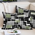 thumbnail image 2 of Sage Green Black Geometric Throw Pillow Covers, Modern Abstract Art Block Soft Breathable Pillow Cases with Invisible Zipper for Sleeping, Small Pillowcases for Couch Bed Sofa Chair 16x24 Inches, 2 of 9