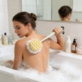 thumbnail image 4 of Long Handle Back Scrubber for Shower - Double Sided Body Brush with Bristles & Mesh Loofah, Bath Scrubber for Exfoliating and Body Cleaning for Men, Women, Elderly, 4 of 5
